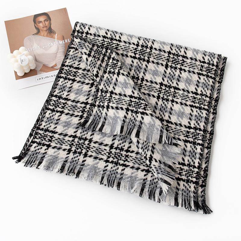 

Зимний шарф из 100% овечьей шерсти, женский винтажный платок премиум-класса Sense, шерстяной шарф с шейным платком 200*55cm+2*4cm