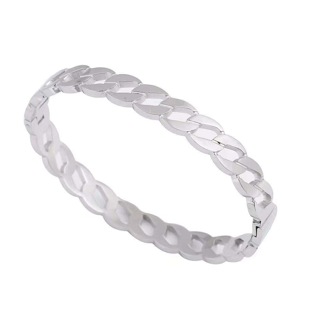 Yiwu High-quality Stainless Steel Men s and Women s Bracelets Wholesale Prices Hot Selling Couple Bracelets Wedding Accessories 17.5cm&Stainless Steel