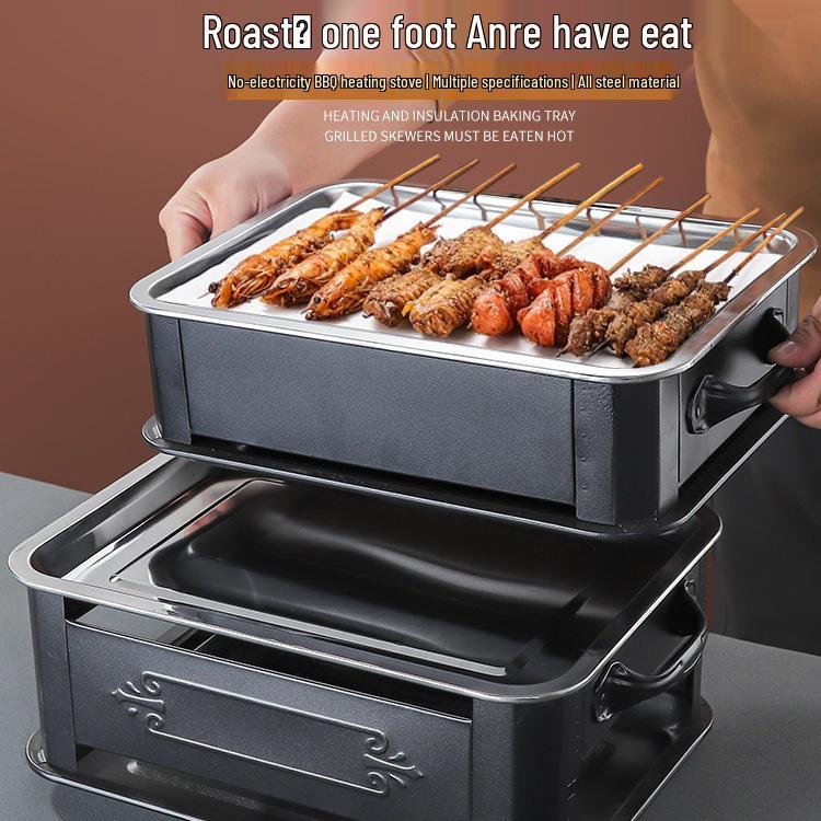 Stainless Steel Charcoal BBQ Warming Grill for Skewers - Perfect for Restaurants & BBQ Shops