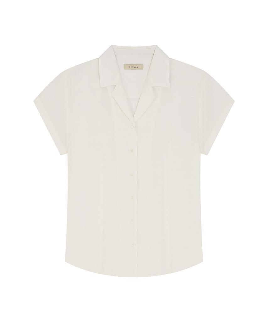 Siyajyu Sitp5292 Open Collar Retro Short Sleeve Shirt_White
