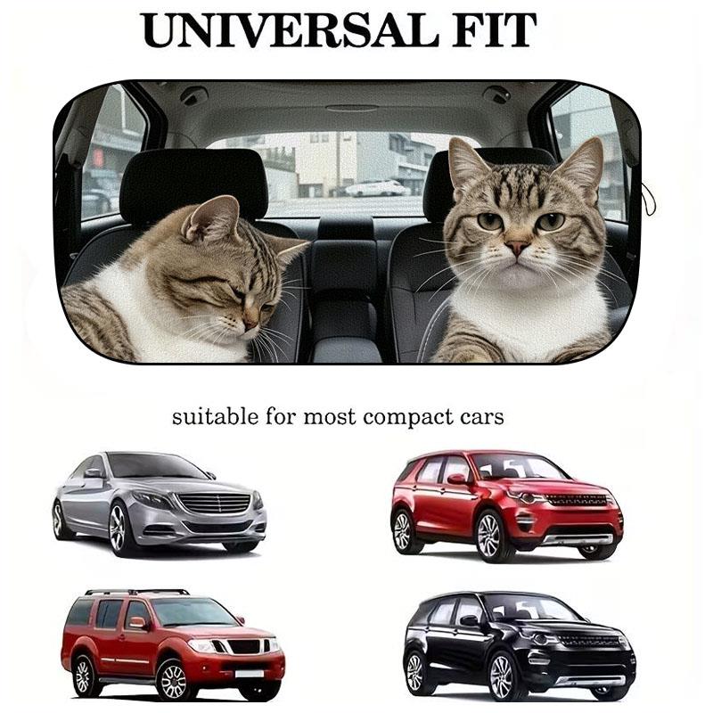 1Pcs Funny Cat Pattern Windshield Sunshade UV Rays Heat Blocker Keeps Vehicle Cool Unique Design Fit Sedans SUVs Trucks RVs