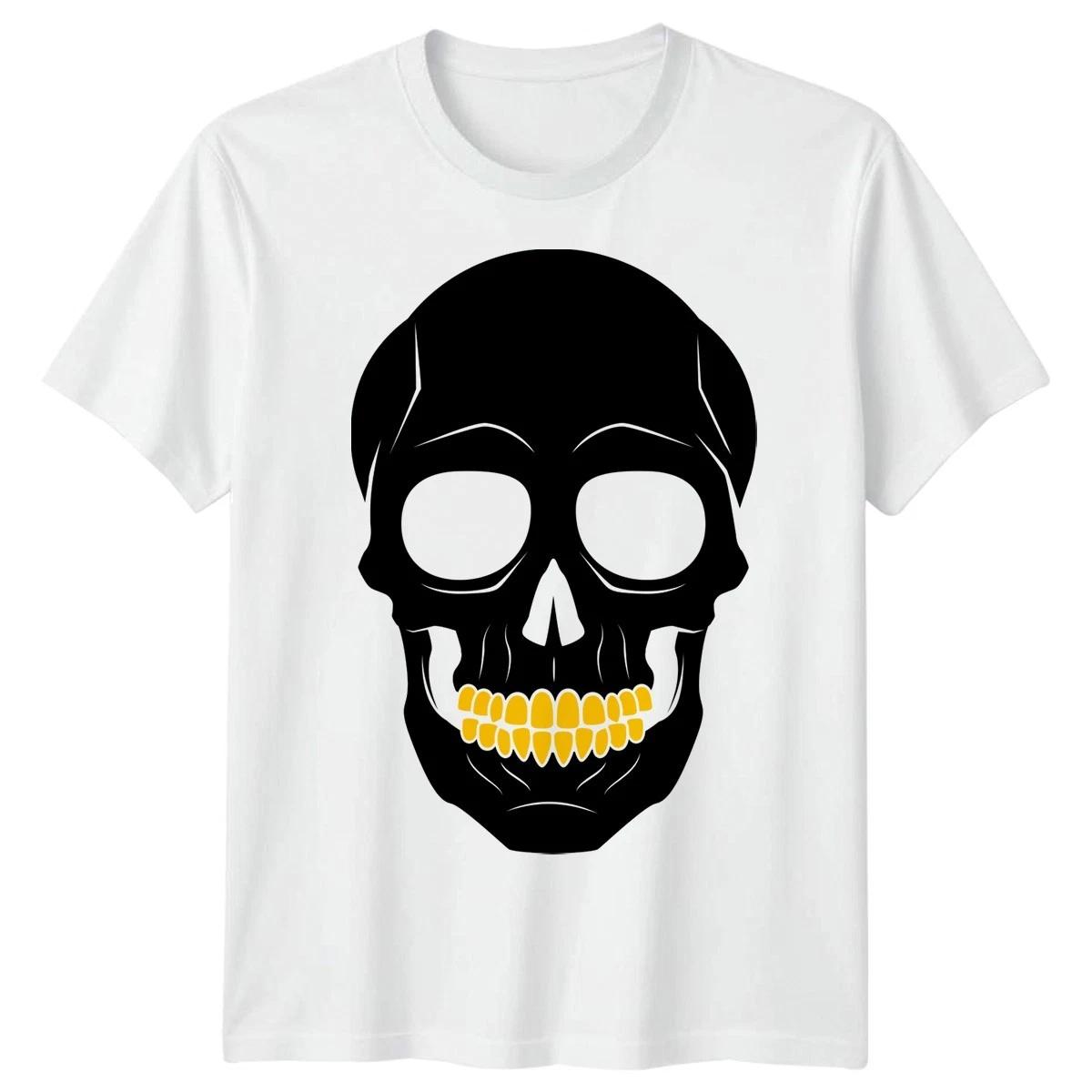 

Skull Gold Teeth Skulls Mens T shirt Graphic Urban Style 3XL