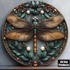 Aluminum Dragonfly Wall Art Metal Poster Round Decor for Kitchen Home
