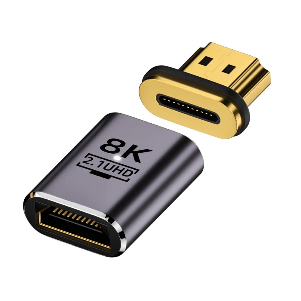 8K HDMI-Compatible 2.1 Magnetic Adapter HDMI-Compatible Magnetic Extension Adapter 8K/60Hz 4K/120Hz 48Gbps for HDTV Laptop