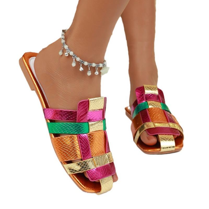 Pig Cage Cool Slippers Women's Summer New Fashion Outer Wear Flat Bottom Woven Hollow Bag Head Half Slippers Women