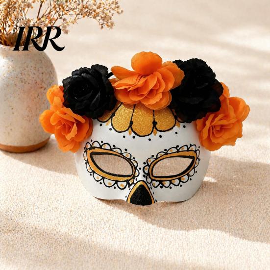 Breathable Masque for Cosplay Halloween Masquerade Masque, Flower Skull Mexican Day of The Dead Adjustable Men Eye Cushion Costume, Fancy Dress, Party