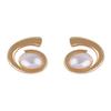 European and American Fashion Trend Alloy Geometric Spiral Imitation Pearl Stud Earrings Retro Personality Exaggerated Design Sense Earrings