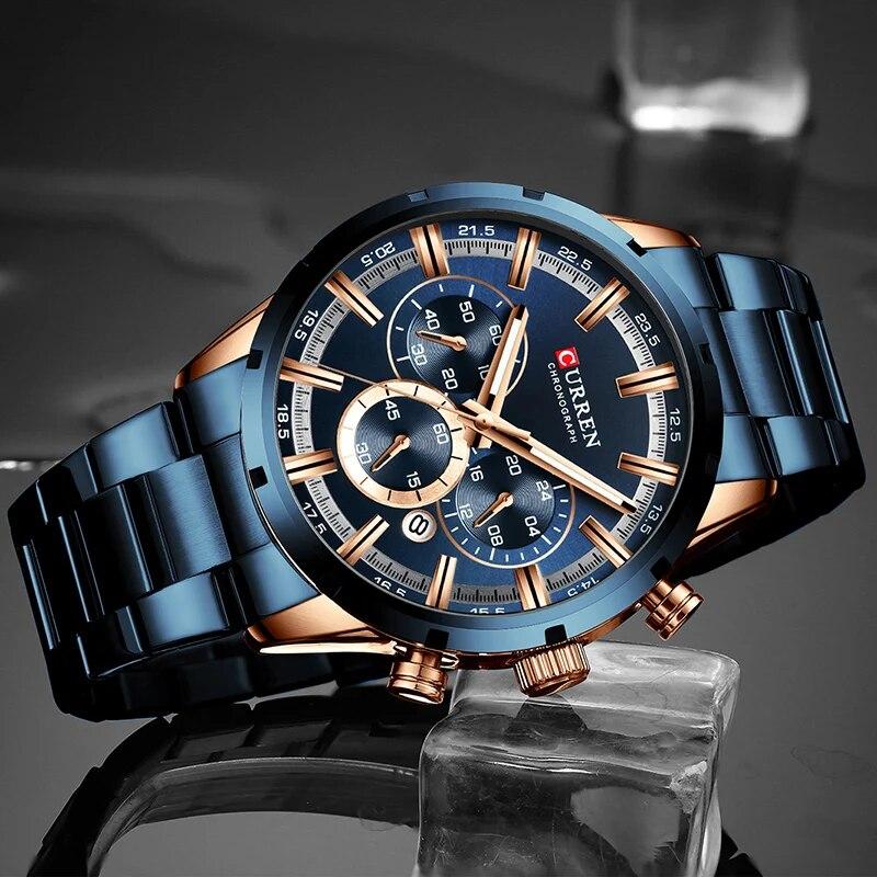 Orologio da polso sportivo al quarzo resistente all'acqua con quadrante rettangolare grande per uomo