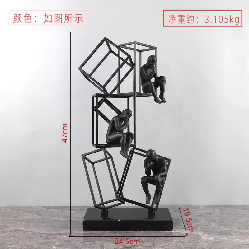 Minimally Abstract Metal Frame, Thinker, Character Art Decoration, Decoration, Living Room Sculpture, Home Decoration