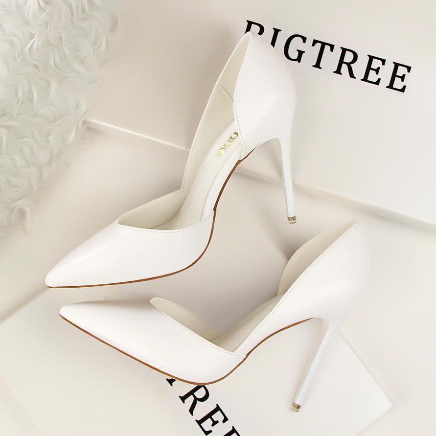 Bigtree Moda Semplice Club Notturno Spettacolo Scarpe Sottili da Donna Tacco Sottile Tacco Super Alto Bocca Bassa Appuntite Vuote Scarpe Singole