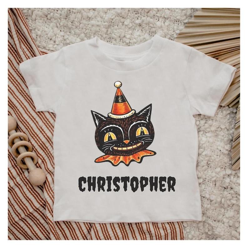 Personalized Halloween vintage retro circus Cat Baby Tshirt 120