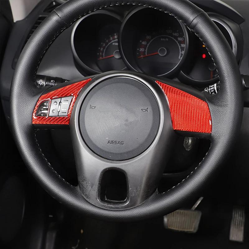 For Kia Soul AM 2009-2013 Soft Carbon Fiber Car Steering Wheel Button Frame Cover Sticker Protection Car Interior Accessories