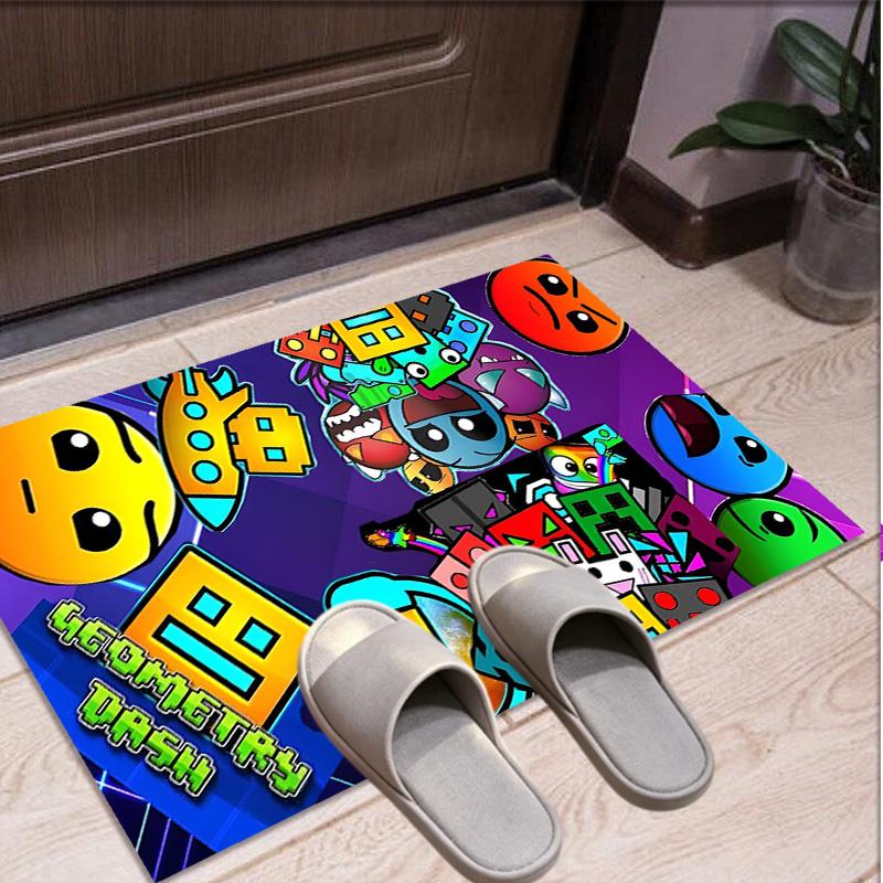 Geometry Dash Pattern Rug, Indoor/Outdoor Mat, for Picnic, Gameroom, Bedroom, Office, Living Room, Home Decor Carpet, Birthday Gift