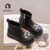 Girls short boots 2025 autumn and winter new children's boots autumn Martin boots women's treasure two cotton shoes winter princess velvet