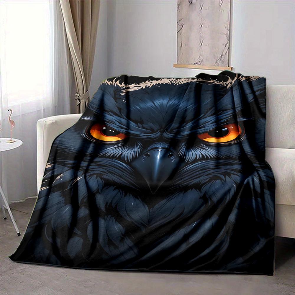 1pc Night Owl Blanket Lightweight Blanket Throw Blanket For Sofa, Bed, Travel, Camping, Livingroom, Office, Couch, Chair Yy251010007