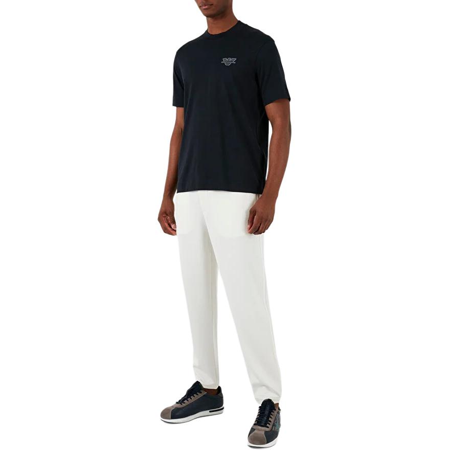 Emporio Armani Round Neck Logo Print Fitted Short Sleeve T-Shirt Men Tops Black 3D1TH3-1JOCZ-09Q7