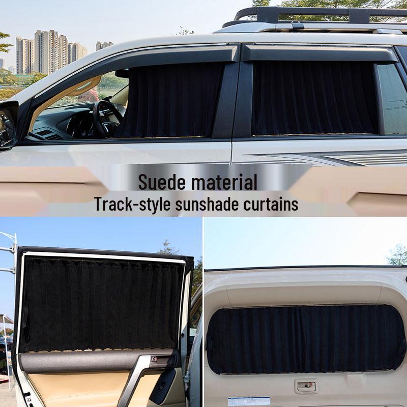 Mercedes C260L/V300 Suede Car Window Curtains - Double Rail, Non-Destructive Installation, Sun Protection & Light Blocking.