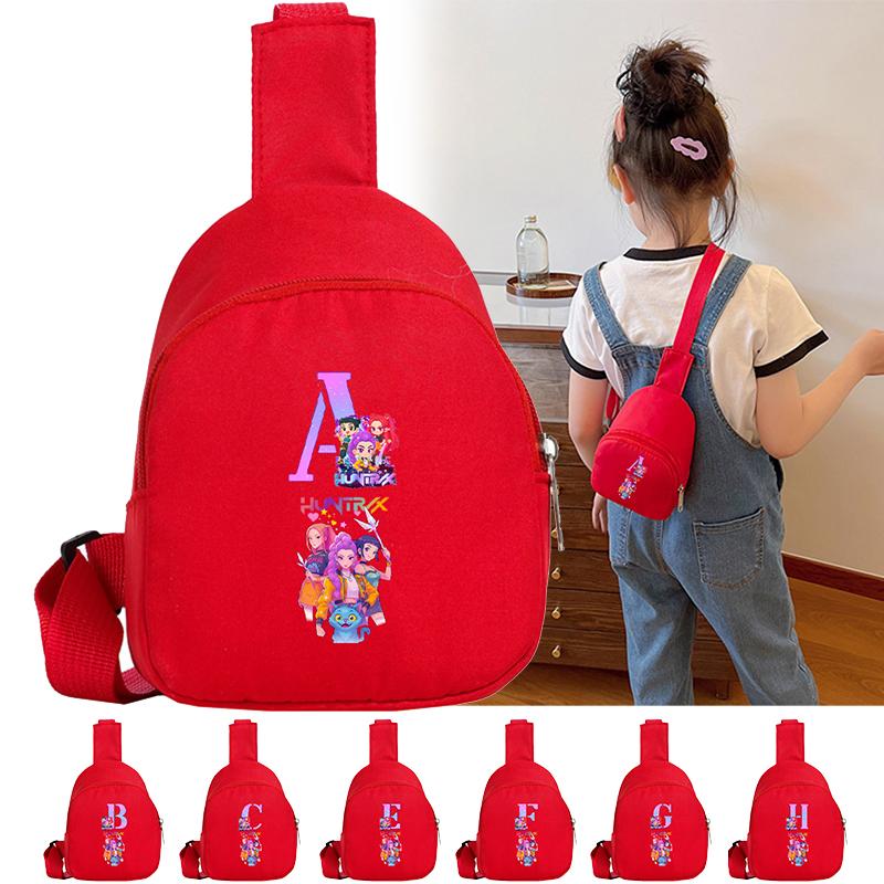 Anime Cartoon K-Pop Demon Hunters Printed Kawaii Chest Pack for Boy Girl Shoulder Bag Student Portable Crossbody Pouch Christmas Wallet Pursek Gift