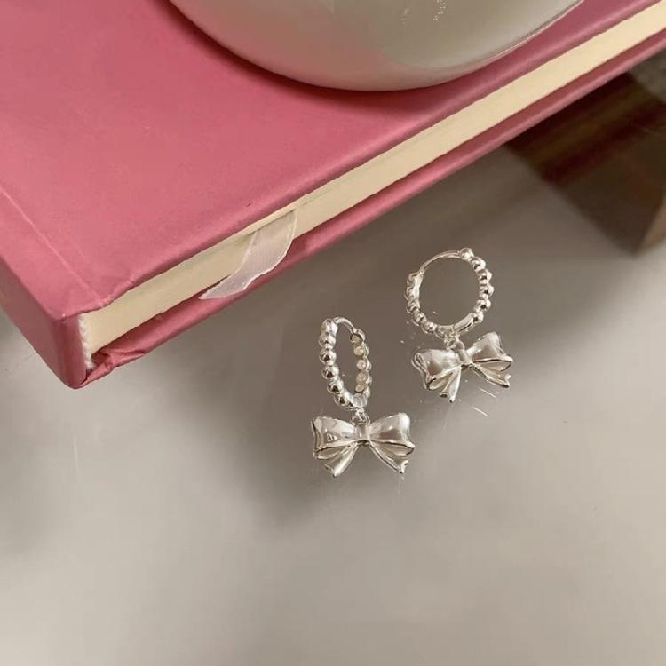 Unique Heart Bowknot Hoop Earrings Fashion Bows Earrings for Women Cute Gift