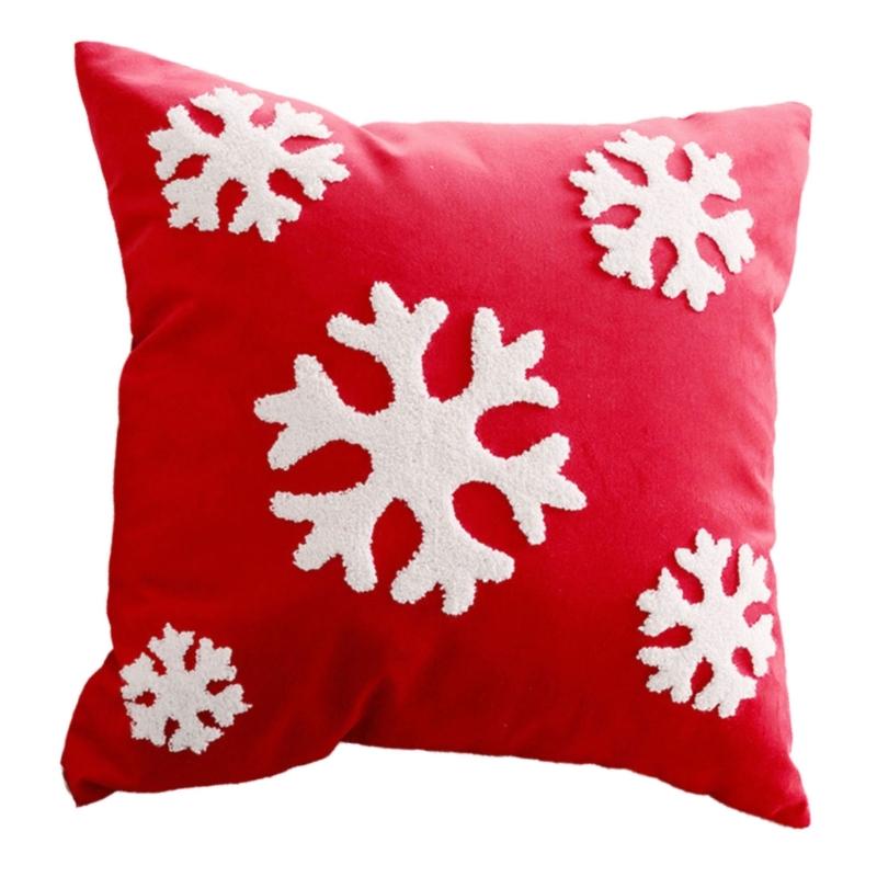 Embroidered Pillow Case Removable Cushion Cover Comfortable Sofa Couch Pillowcase for Christmas Seasonal Decoration