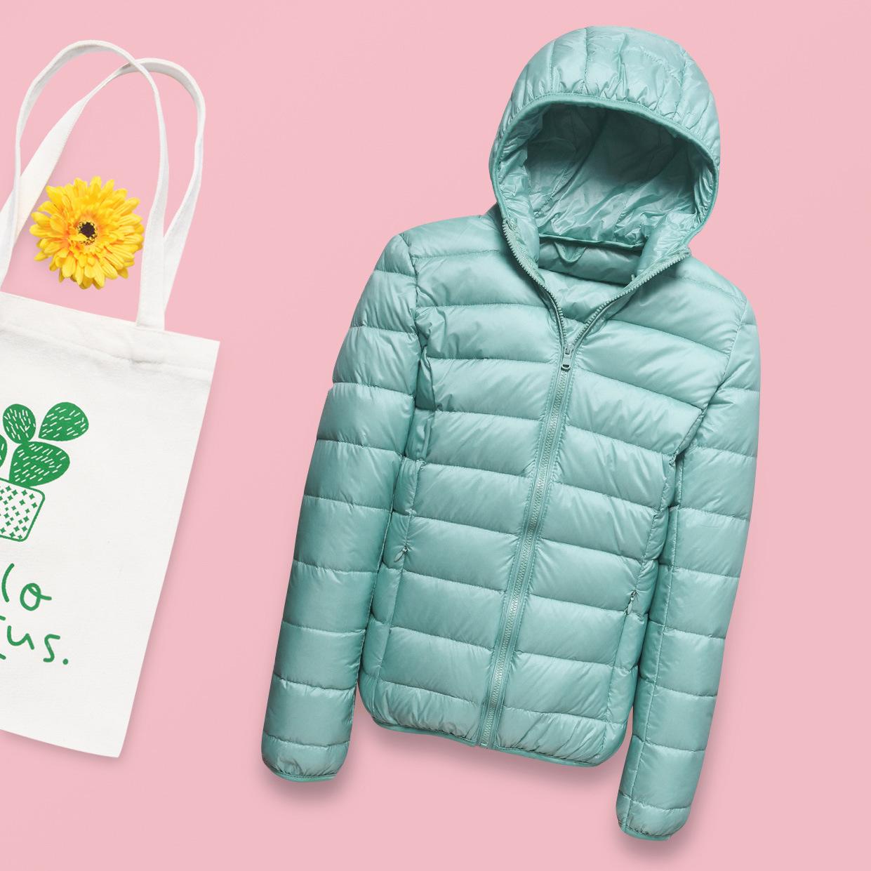 

2024 осень и зима новый легкий пуховик женский воротник-стойка короткий подклад пуховик с капюшоном модное пальто S