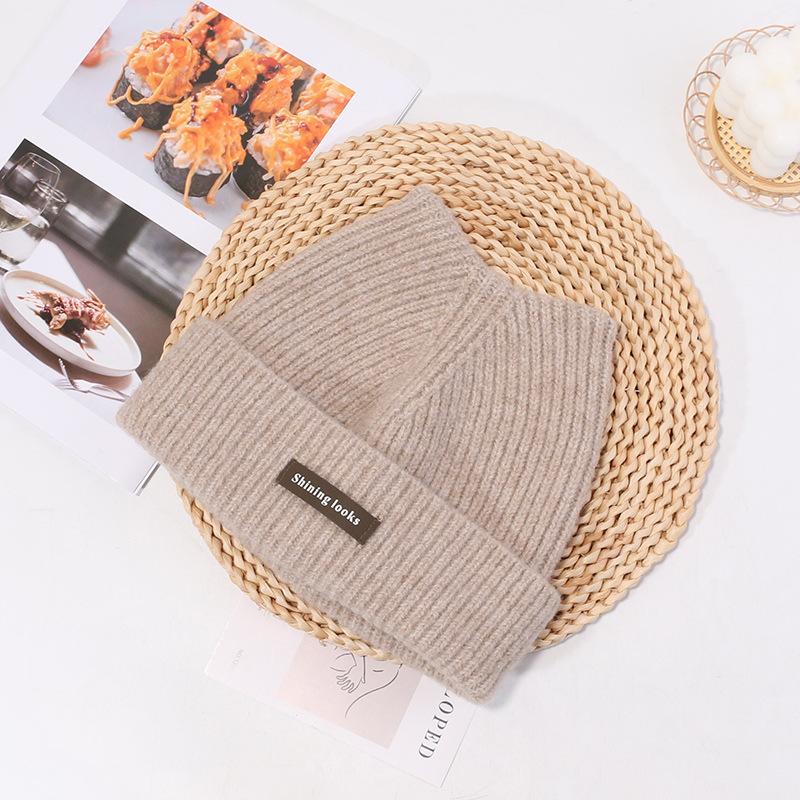 New Autumn and Winter Hat for Women's Letters Cat Ear Knitted Hat  Versatile Face  Small Pullover Hat  Warm Wool Cold Hat  Men