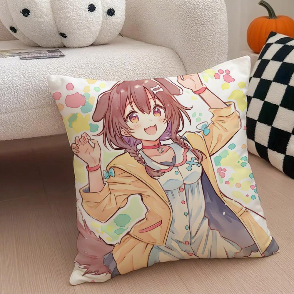 Playful Cute Japanese VTuber IINUGAMI KORONE Cushion Cover Throw Pillow Cover Hidden Button Durable Polyester Chair Cushion