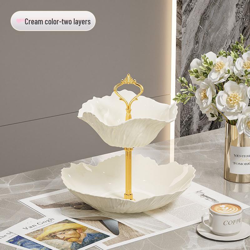 Salon İçin Şık Üç Katlı Plastik Meyve ve Atıştırmalık Sunum Tepsisi