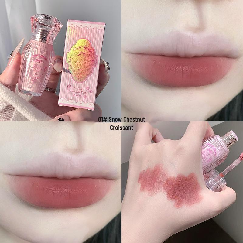 Gege Bear Velvet Matte Lip Mud - Soft Mist Whitening, Easy Color, Autumn/Winter Makeup
