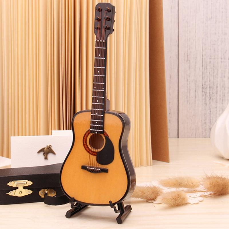 Miniature Guitar with Stand & Storage for Case Replica Ornament Bass Guitar Replica Mini Model Dollhouse Decoration Kid