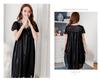 Plus Size Faux Silk Lace Nightgown: Women's Short Sleeve, Wide Hem, Loose Summer Pajamas
