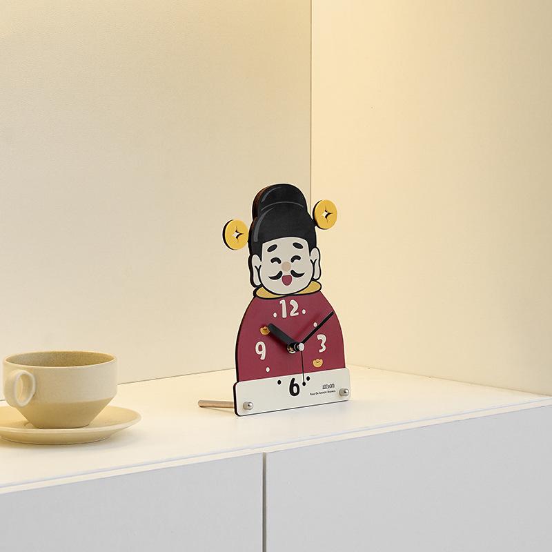 Wozoom Chinese Style God of Wealth Figurine Clock - Creative Housewarming Gift and Decoration