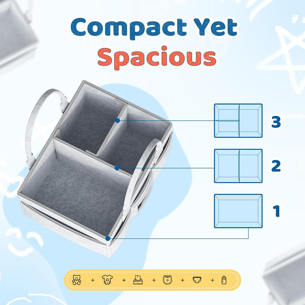 Soft Thick Felt Baby Storage Basket Multi Pocket Diaper Caddy Newborn Essentials Nursery Organizer