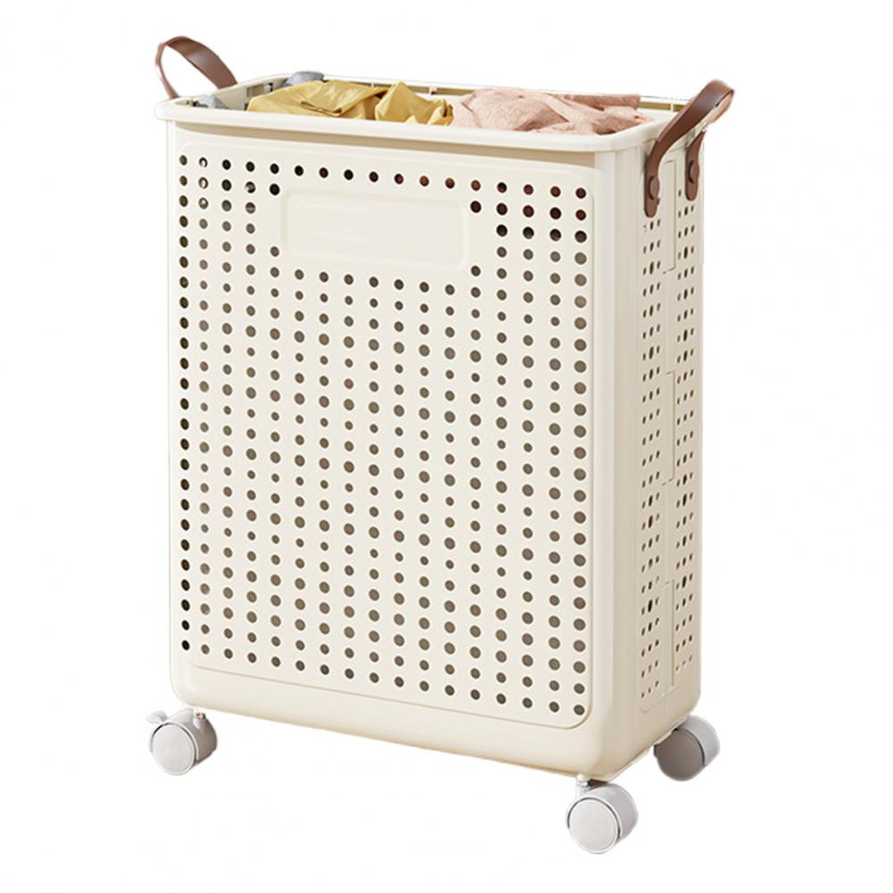 Large Capacity Laundry Basket with Wheels, Waterproof Dirty Clothes Hamper, Breathable Mesh Holes Handle Design