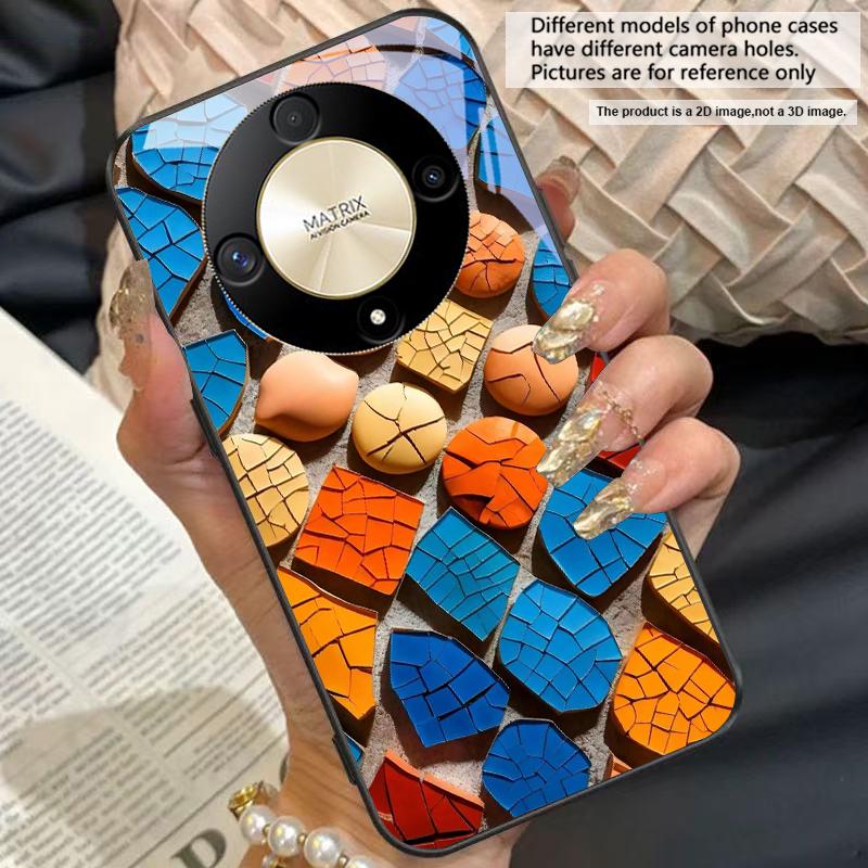 Geometric Form Structure For Honor 50 70 30 90 200 X5 X5b Plus X6 8 4G 9 X9c Smart 30 Max  Magic 4 5 Pro 7 Lite Glass Phone Case
