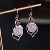 Wedding Jewelry Hook Multi-Gemstone Ear Stud Moonstone Earrings Opal Stone Garnet Ruby Chalcedony
