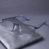 Blue Frame Square Anti Blue Light Reading Glasses Men Business Metal Frame Farsighted Vintage Eyeglasses Readers+125+175