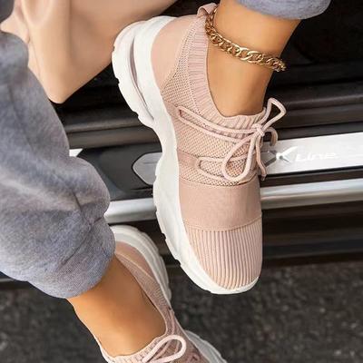 Women Breathable Sneakers Summer Light Mesh Running Sports Shoes Outdoor Comfortable Lace Up Platform Walking Tennis Shoes
