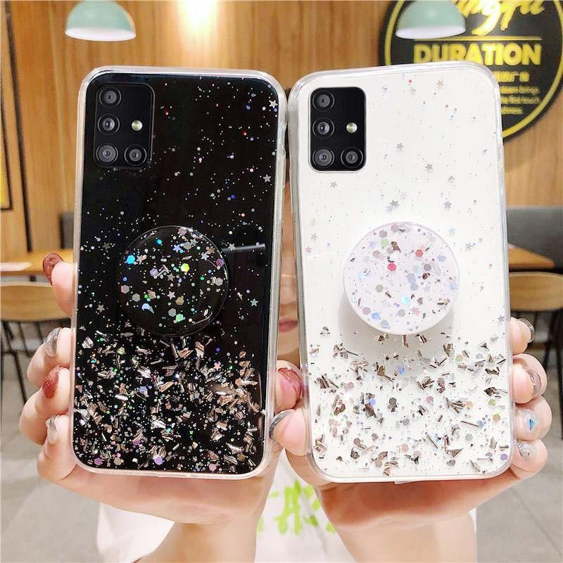 For Samsung A51 A71 A50 A70 Case Cute Bling Glitter Holder Cover for Samsung Galaxy A41 A40 A31 A21S A20e A12 A7 2018 Soft Cases