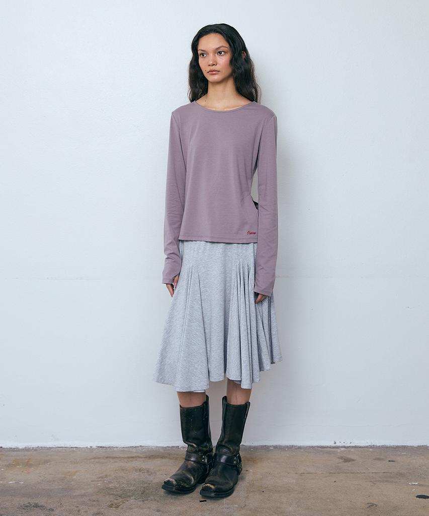 PISCESS Side Slit Long Sleeve Top_Mid Grey