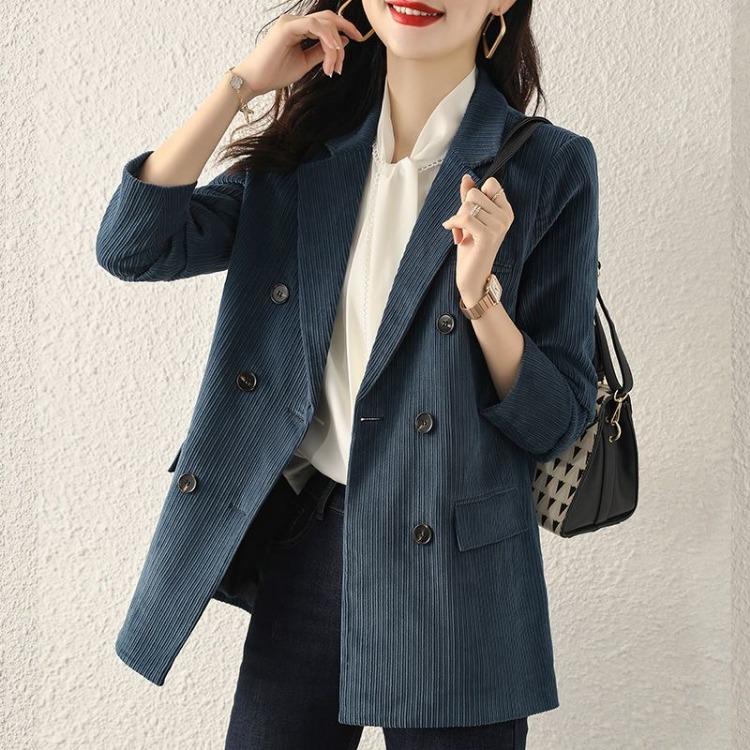 Retro Corduroy Suit Jacket for Women In Autumn / Winter, British Style Casual and Sophisticated Small Blazer with High-end Feel