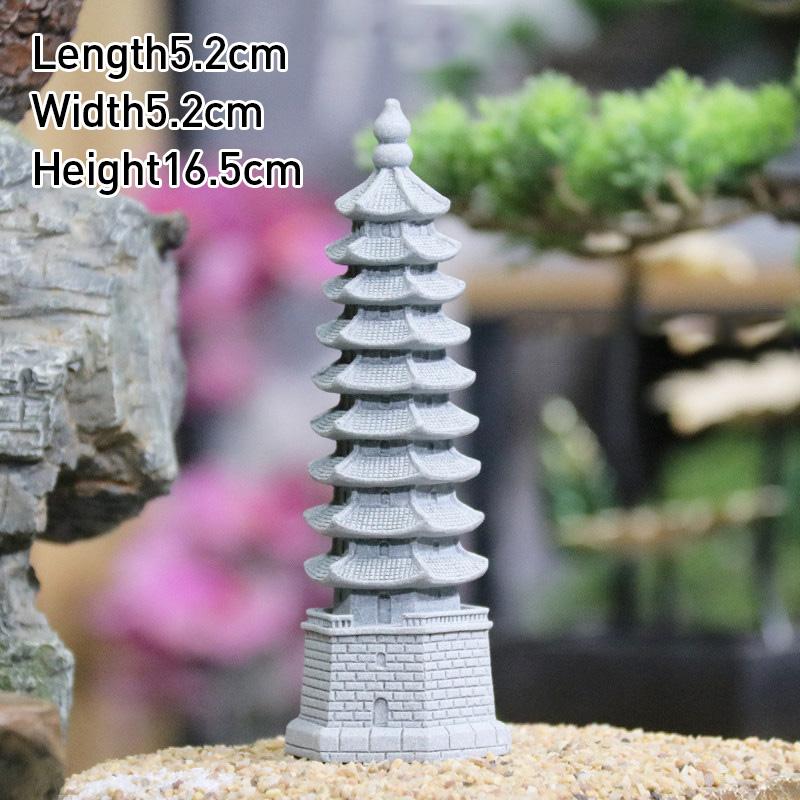 Vintage Zen Miniature Sand Stone Tower Pavilion Ornaments Lantern Figurines Japanese Garden Bonsai Rockery Lanscaping Home Decor