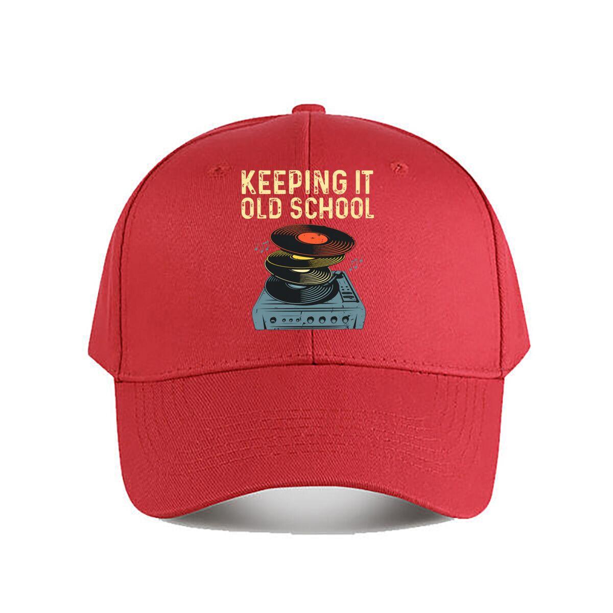 Keeping It Old School Vinyl Record Turntable Graphic Baseball Cap Fashion Unisex Sunhat Womens Outdoor Sports One Size