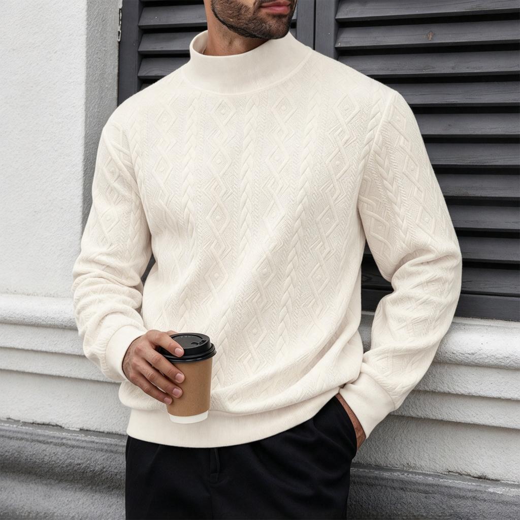 Pull en tricot pour homme Automne Hiver, Pull à col roulé court décontracté pour un usage quotidien en extérieur