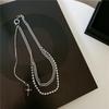 Fashion Cross Double Layers Rhinestone Chain Necklace For Women  New Jewelry