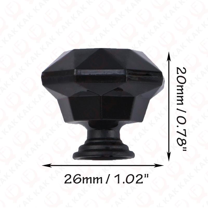 KAK Acrylic Crystal Diamond Furniture Knobs 26mm Colorful Kitchen Cabinet Handles Black Drawer Knobs Door Pull Furniture Hardwar