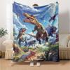 Jurassic Dinosaur Prehistoric Scene Print Fleece Blanket Soft Cozy Throw Blanket for Sofa Couch Bed Animal Lover Home Decor