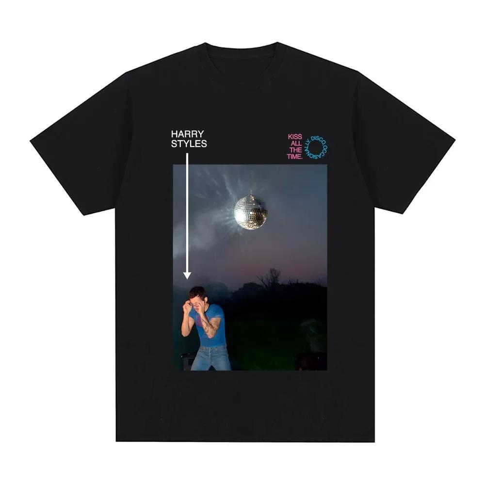HarryStyles New Album Kiss All The Time Poster Tshirt Men Women Oneck Cotton Summer New Tee Harajuku Loose Casual Oversize Tee