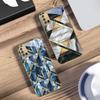 Textura de mármol azul Para Samsung A 01 52S A04 A05S A10 A12 A13 22 23 24 36 42 M02 Note 10 20Ultra 8 9 Funda de teléfono de cristal dorado
