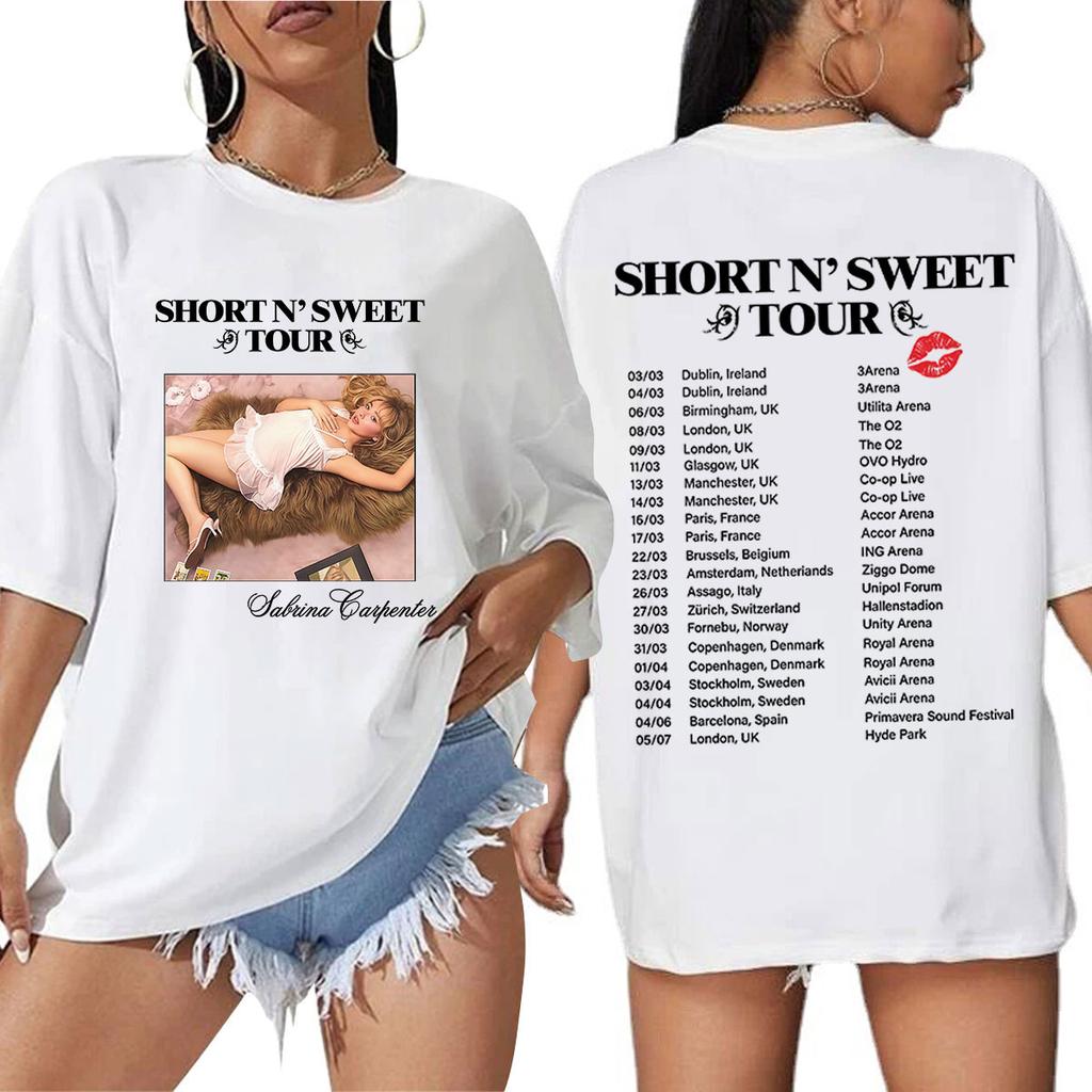 Sabrina Carpenter Short N Sweet Tour 2025 T Shirt Fans Gift Unisex Women Clothing Harajuku Aesthetic Tshirts Cotton Loose Tshirt